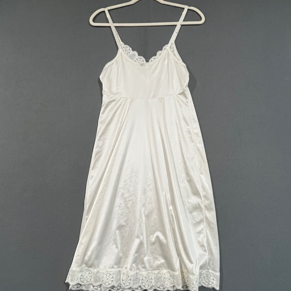 Vintage Full Slip Women Size 32 Ivory Lace Trim V-Neck Lingerie USA Made 6439 - Picture 11 of 11